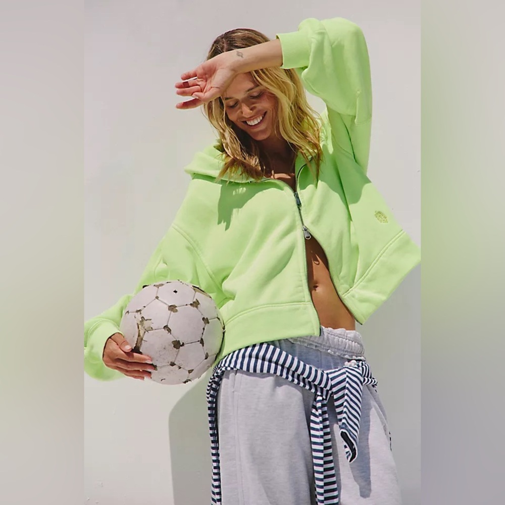 NWT FP Movement A Cut Above Zip-Up Hoodie~Sour Citrus 🍋‍🟩